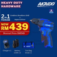 AKAIDO Combo Akaido Cordless Drill Akaido Impact Driver 12v Drill Set Combo