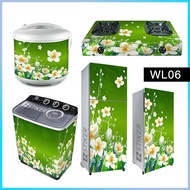 MESIN Sticker 1 &amp; 2-door Refrigerator, Stove, Washing Machine, Flower Dispenser Wallpaper WL06