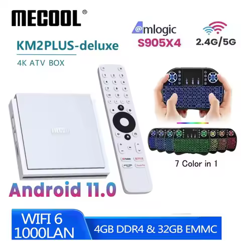 MECOOL KM2 Plus Deluxe Android TV Box With Netfilx 4K Certified Doby Atmos/Dolby 4+32G WiFi6 1000M L