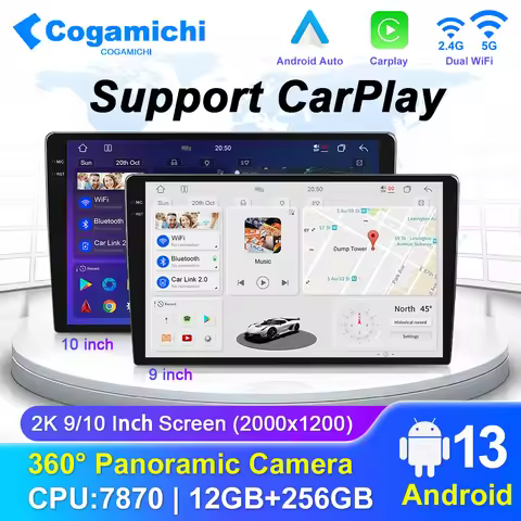 A7870 Android Auto 9 10 inch 2K Screen With 360 Cameras Wireless CarPlay 12 256 Android 13 Car Multi