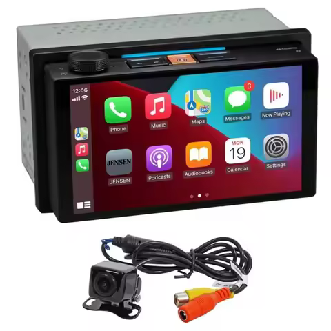 J5UP7 Top Mount Control 7-inch Double DIN Certified Wireless Apple Carplay Android Auto Car Stereo a