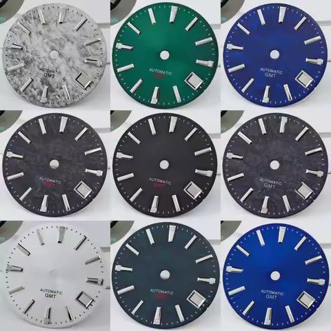 28.5mm No logo Sports GMT Sunburst 3D Watch Dial for Grand Seiko NH35/34 Spring Drive Automatic Move