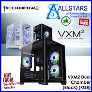 Tecware VXM2 Dual chamber (Black) MATX case, w/ 3 x Black ARGB Fans (TWCA-VXM2-BKAR)