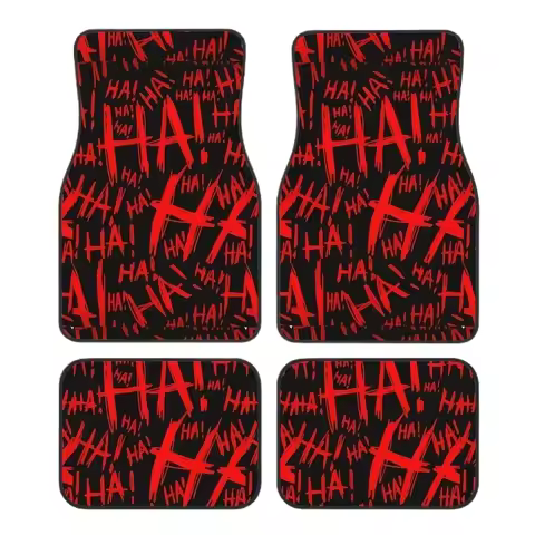 4-Piece Fashion HAhaha Print Car Floor Mats Set, Universal Fit, All-Season, Waterproof, Easy to Clea