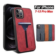 [Woo Fashion Case] เคสโทรศัพท์กระเป๋าสตางค์กระเป๋าใส่บัตรสำหรับ iPhone 14 13 12 Mini 11 Pro XR X SE 2020 8 7 Plus ฝาหลังหนัง