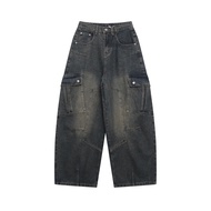 cargo pant seluar cargo lelaki cargo jeans men Wide-Leg Overall Jeans Men's American Style Street We