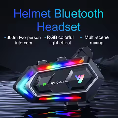 Y20 MAX Motorcycle Helmet Bluetooth Headset Intercom 300M Intercom Distance 1000mAh Battery Waterpro