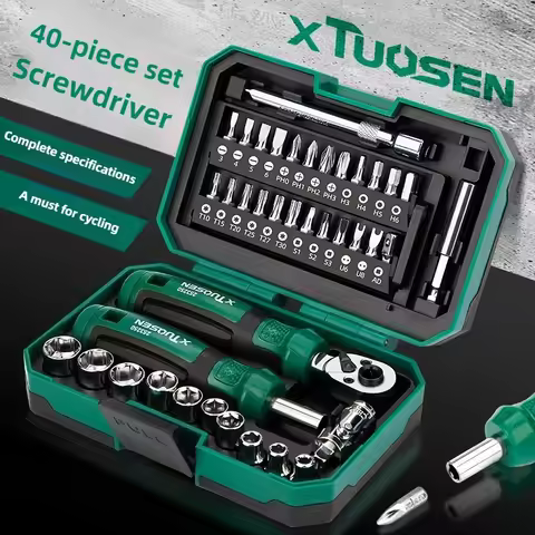 TUOSEN 40 Piece Ratchet Wrench And Screwdriver Comprehensive Set High Hardnes Swear Resistant Durabl