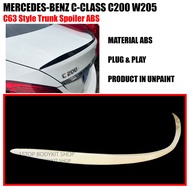 MERCEDES-BENZ C-CLASS C200 W205 C63 STYLE REAR TRUNK SPOILER ABS SKIRT LIP BODYKIT
