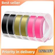 6 Roll Label Tape Replacement for  Plastic 3D Embossing Label Tape 9mm Self-Adhesive Label (Black/Go