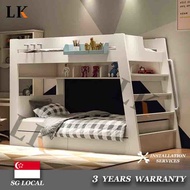 LK Bed Frame Modern Double Decker Bunk Bed For Kids Adults Queen Bunk Bed With Drawer Mattress Set High Quality Wood