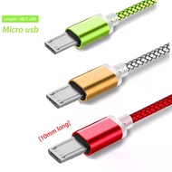 Nylon Braided Micro USB Cable with 10mm Extended Connector, for Samsung Galaxy S7 A03s J3 J5, Redmi 