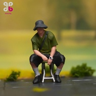 [Baosity] 1/64 Sitting Boy Figure Miniature Figurine People Model for Hutong Scene Scene Model