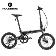 ROCKBROS 16 Inch Folding Bike Disc Brake Portable Foldable Bike 9 Speed Lightweight Aluminum Frame L