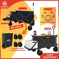 500L Wagon Trolley Heavy Duty Remover Wheel Folding Wagon Camping Trolley Garden Cart Troli Camping
