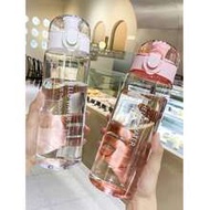 1pc 780ml/26.38oz Round Lid Water Bottle, Minimalist Transparent Sports Water Cup, Portable Woven St
