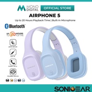 SONICGEAR AirPhone 5 Wireless Bluetooth 5.4 Headphone Over-Ear Headset with Mic 20H Battery Bass Aud
