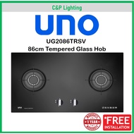 Uno 86cm 2 Burner Tempered Glass Cooker Hob Gas Stove UG2086TRSV