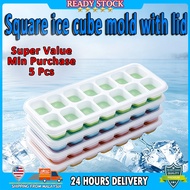 Square Ice Cube Mold With Lid Reusable Ice Tray Freezer Ice Making Mould【Super Value‑Min Purchase 5 