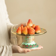 Jingdezhen Handmade Enamel Color Ceramic High-Foot Tea Tray Pot Cheng Living Room Household Coffee T