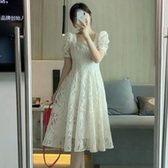 Formal Dress Elegant Gown For Ninang Wedding Casual Dress Plus Size Exquisite French Retro High-End Midi Dress Temperament Wild Square Collar Puff Sleeve Princess Dress