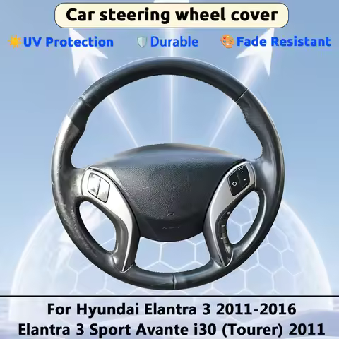 Sun Protection Steering Cover Blocks UV Rays Ultrafine fiber leather For Hyundai Elantra 3 Elantra 3