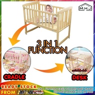 MHJ (HZ-A-222M) 3 in 1 Function Easel Wooden Baby Cradle Bed Baby Rocking Cot Or Table For 0-2-year-