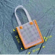 Lady Shop Canvas Plastik Rajut DIY Tote Bag
