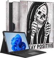 for Microsoft Surface Pro 9 Case 13 Inch 2022 for Women Men Funny Folio Cover Fun Gothic Skeleton Pr