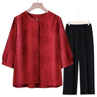 Mid-Sleeve Chinese Shirt & Pant Set - Perfect for Summers