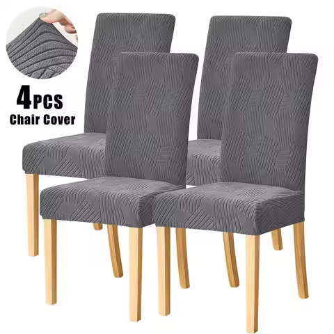 4pcs Elastic Dining Chair Cover Geometric Pattern Soft Durable Chair Cover Kitchen Office Hotel Home