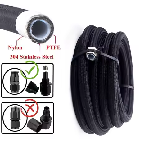 1M/2M/3M/5M AN3 AN4 AN6 AN8 AN10 Universal E85 Fuel Hose Oil Gas Cooler Line Pipe Tube Inside PTFE N