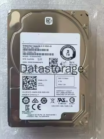 HDD For Dell 2TB SAS 12GB 7.2K 2.5 ST2000NX0433 0FVX7C HDD
