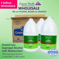 [3 GALLONS WHOLESALE} GreenCross 70% Isopropyl Alcohol with Moisturizers 1 Gallon (3.785 L) Green Cr