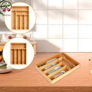 Bamboo Drawer Organizer 5/6 Compartments Bamboo Drawer Box Divided Drawer Silverware Tray Kitchen Dr