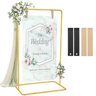 Gold Arch Wedding Welcome Sign Stand Easel Stand for Sign with Leather Straps Welcome to Our Wedding