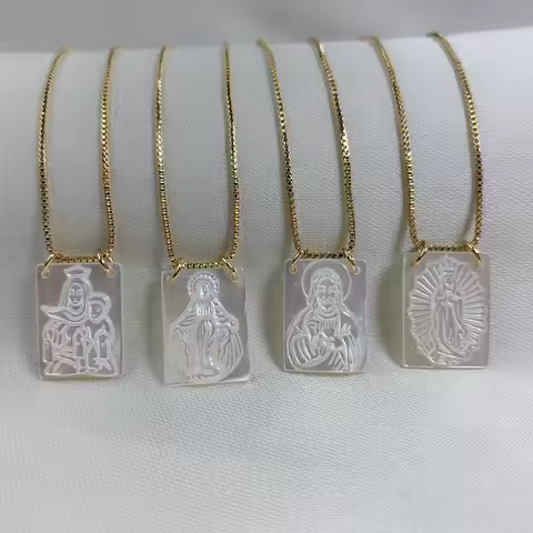 Religious Belief Mother Of Pearl Shell Jesus Virgin Mary Guadalupe Pendant Necklace For Women Jewelr