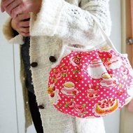Lovely(日本布)草莓蛋糕下午茶手提包、手挽袋、午餐外出袋、桃紅