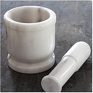 JMH AMRITSARI Marble Mortar and Pestle Set for Grinding Small Spices and Medicines(3-inch Mortar and 2 inch Inside and Pestle 3.5 inch, White)