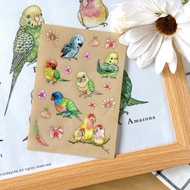 轉印貼紙 / 紅色花系鸚鵡水晶轉印貼紙