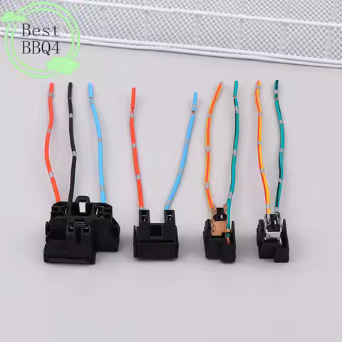 (BBQ4)2Pc Headlight Lamp Bulb Socket Wiring Harness Connector Plug Adapter Line For H1 H7 H4 Bulb Ca