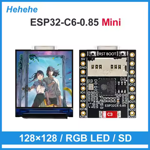 ESP32-C6 LCD Development Board 0.85 inch Display 0.85inch Screen 128x128 Mini SD-Port QST LVGL For A