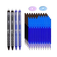 56pcs Erasable Gel Pen Set 4 Pens+50Refills+2 Eraser Set  0.5mm ST Tip Press Type Erasable Gel Ink P