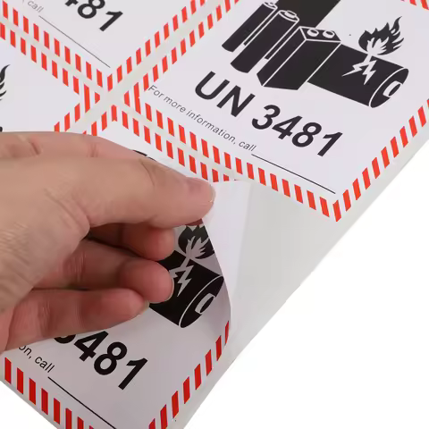 100pcs 100×100mm UN3481 Lithium Batteries Transport Safety Labels - Waterproof Adhesive Warning Deca