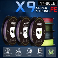X9 9 150 300 500 PE  17-80  Tali Braided 9 Jalinan 150m 300m 500m Lancar PE Braided Multifilament Ga