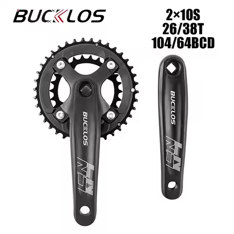 BUCKLOS 2*10 Speed Bicycle Crankset 104/64BCD Double Speed MTB Crankset Ultralight Square Hole Crank