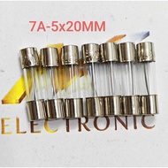 (Combo of 10 pieces) 7A fuse 5 x 20mm 7A glass tube fuse (combo)