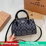 (With Box) 2024 New Original COACH Handbag Women's Pu Leather Mini Tote Bag Classic Sling Bag Cosmetics Bag Black Shoulder Bag Authentic Korean Fashion Student Large Capacity Shopping Bag Work Bag