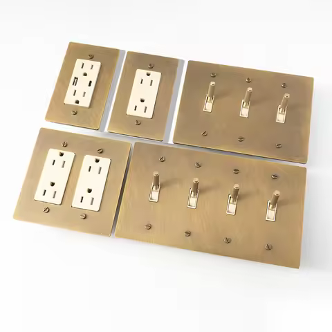 Retro-Ivory American Standard UL LED 2way Dimmer Antique Brass Panel Knurled Toggle 3way Switch 110V