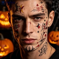 TME  4sheets/set Waterproof Halloween Temporary Tattoo Sticker Scary Joker Tattoo Sticker for Men an